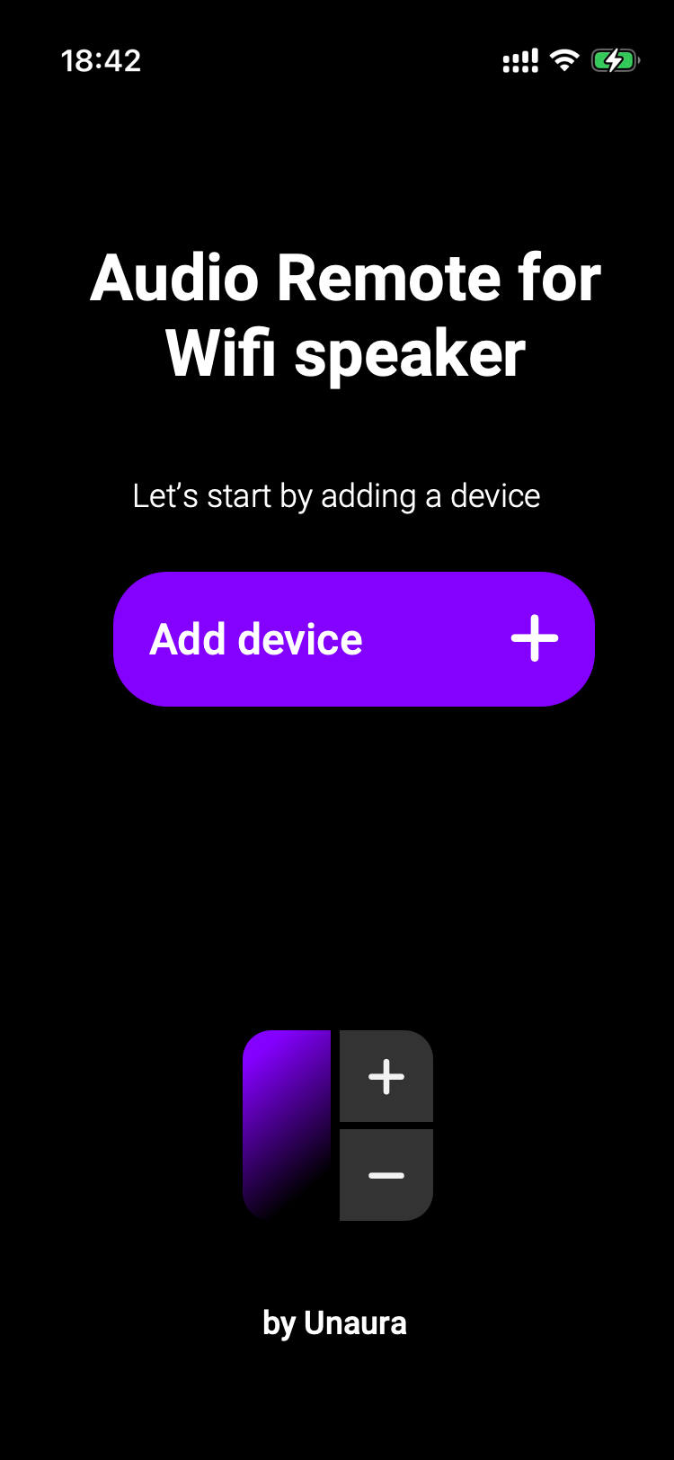 Écran d’accueil Unaura sur iPhone pour enceintes Vifa Wi-Fi
